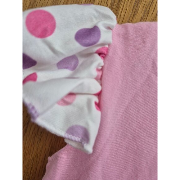 Pink Baby Girl Romper With Polka Dot Bunny Applique & Bows Ruffle Sleeves & Bott - Picture 6 of 8
